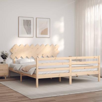 Cadru de pat cu tăblie Super King Size, lemn masiv GartenMobel Dekor