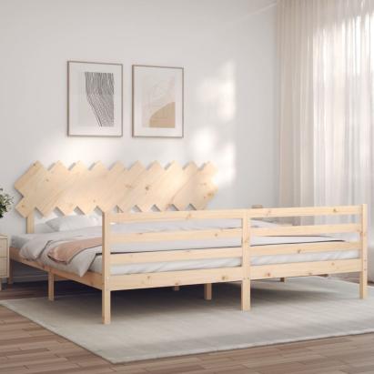 Cadru pat cu tăblie 200x200 cm, lemn masiv de pin GartenMobel Dekor