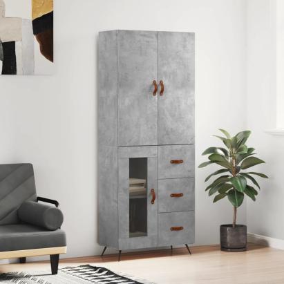 Dulap înalt, gri beton, 69,5x34x180, lemn compozit GartenMobel Dekor