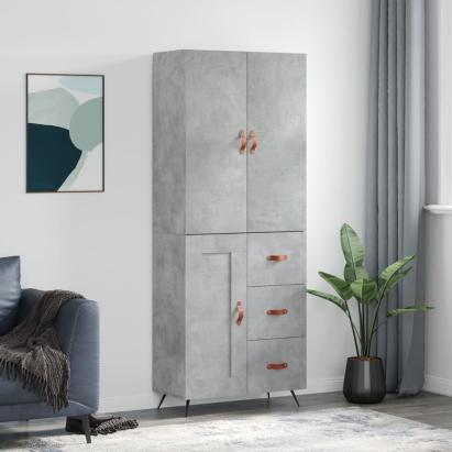 Dulap înalt, gri beton, 69,5x34x180, lemn compozit GartenMobel Dekor