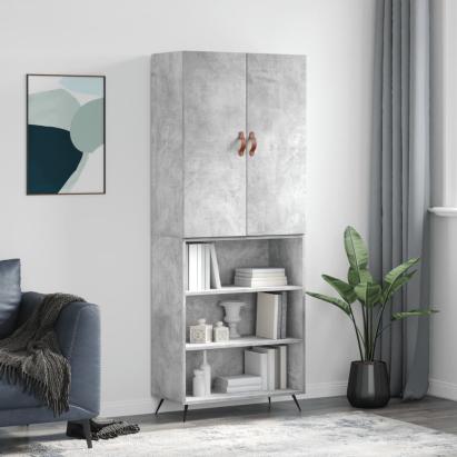 Dulap înalt, gri beton, 69,5x34x180, lemn compozit GartenMobel Dekor
