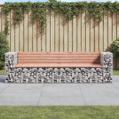 Bancă de grădină cu gabion, 244x71x65,5 cm, lemn masiv Douglas GartenMobel Dekor