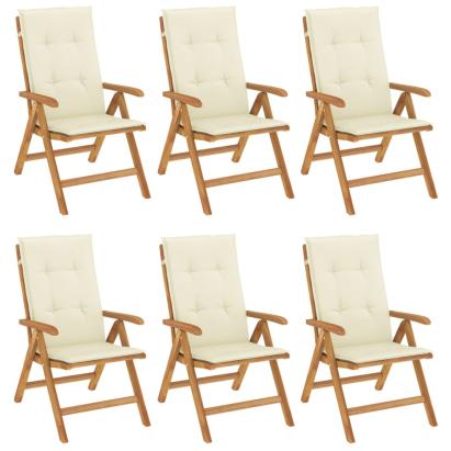 Scaune de grădină rabatabile cu perne, 6 buc., lemn masiv tec GartenMobel Dekor