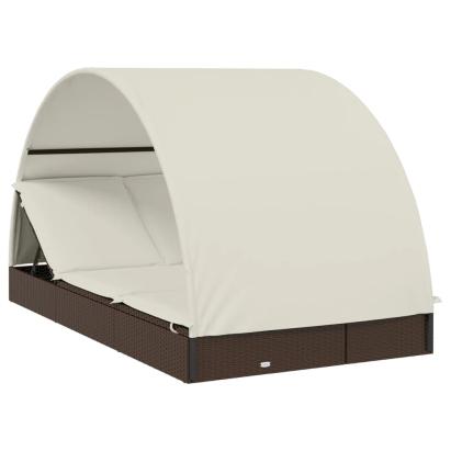 Șezlong 2 persoane acoperiș rotund maro 211x112x140cm poliratan GartenMobel Dekor