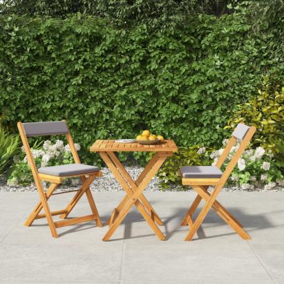 Set bistro pliabil cu perne, 3 piese, lemn masiv de acacia  GartenMobel Dekor