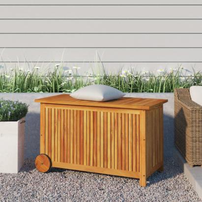 Ladă de depozitare de grădină cu roți, 90x50x58 cm, lemn acacia GartenMobel Dekor