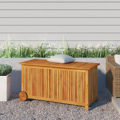 Ladă de depozitare de grădină cu roți, 113x50x58 cm lemn acacia GartenMobel Dekor