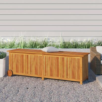 Ladă depozitare grădină cu roți, 150x50x58cm, lemn masiv acacia GartenMobel Dekor