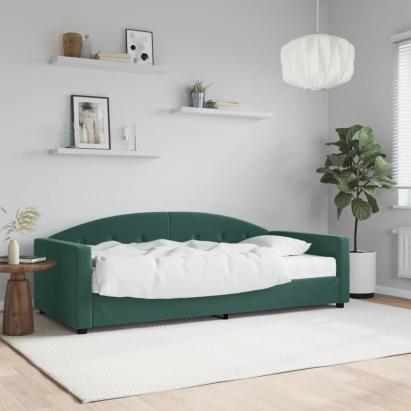 Pat de zi cu saltea, verde închis, 90x200 cm, catifea GartenMobel Dekor