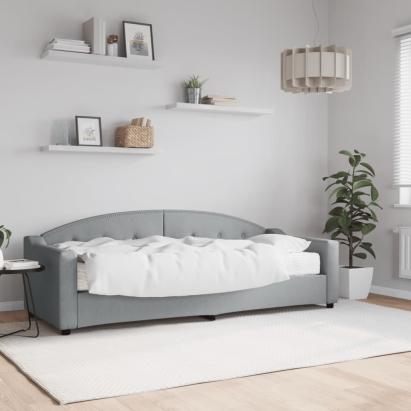 Pat de zi cu saltea, gri deschis, 80x200 cm, textil GartenMobel Dekor