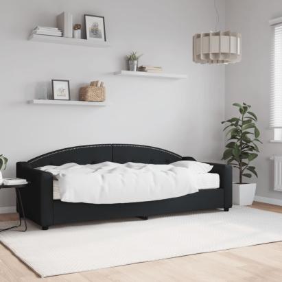 Pat de zi cu saltea, negru, 80x200 cm, textil GartenMobel Dekor