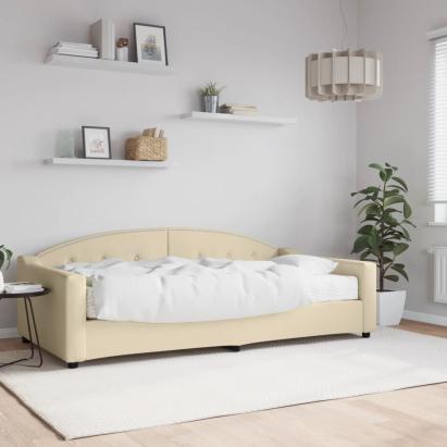Pat de zi cu saltea, crem, 100x200 cm, textil GartenMobel Dekor