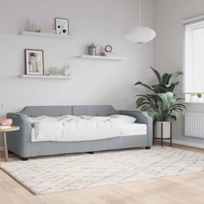 Pat de zi cu saltea, gri deschis, 80x200 cm, textil GartenMobel Dekor