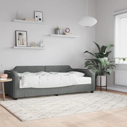 Pat de zi cu saltea, gri închis, 80x200 cm, textil GartenMobel Dekor