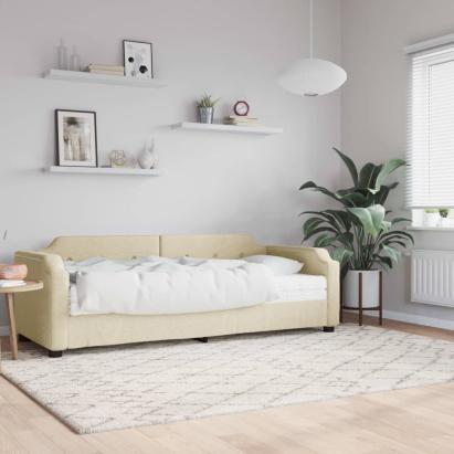 Pat de zi cu saltea, crem, 80x200 cm, textil GartenMobel Dekor