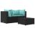 Set mobilier de grădină cu perne, 3 piese, negru, poliratan GartenMobel Dekor