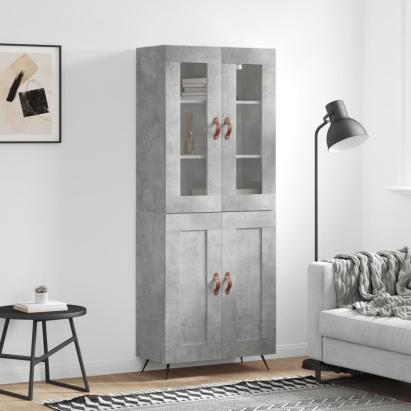 Dulap înalt, gri beton, 69,5x34x180, lemn compozit GartenMobel Dekor