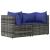 Set mobilier de grădină cu perne, 3 piese, gri, poliratan GartenMobel Dekor