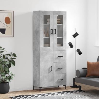 Dulap înalt, gri beton, 69,5x34x180, lemn compozit GartenMobel Dekor