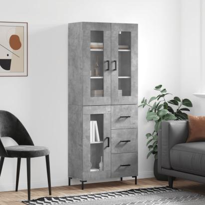 Dulap înalt, gri beton, 69,5x34x180, lemn compozit GartenMobel Dekor