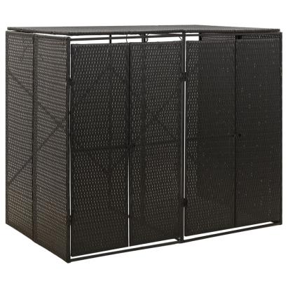 Magazie de pubele dublă, negru, 140x80x117 cm, poliratan GartenMobel Dekor