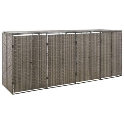 Magazie de pubele cvadruplă, gri, 274x80x117 cm, poliratan GartenMobel Dekor