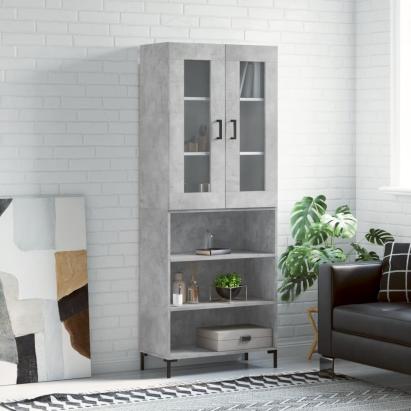 Dulap înalt, gri beton, 69,5x34x180, lemn compozit GartenMobel Dekor