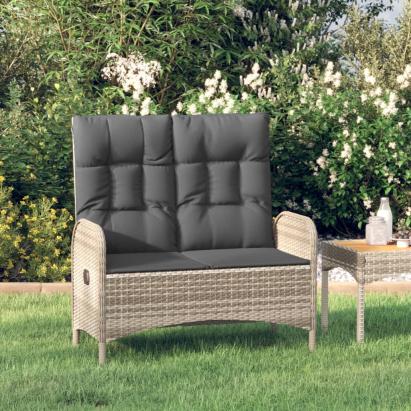 Bancă de grădină rabatabilă cu perne, gri, 107 cm, poliratan GartenMobel Dekor