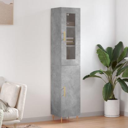 Dulap înalt, gri beton, 34,5x34x180 cm, lemn prelucrat GartenMobel Dekor