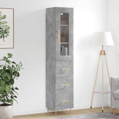 Dulap înalt, gri beton, 34,5x34x180 cm, lemn prelucrat GartenMobel Dekor