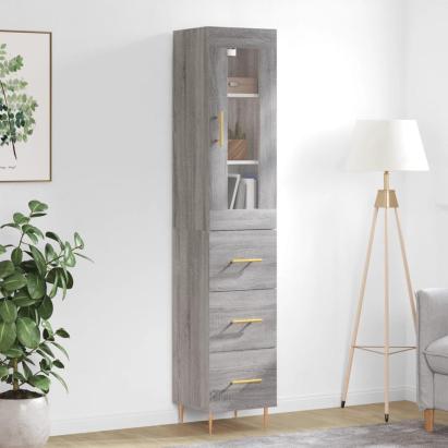 Dulap înalt, gri sonoma, 34,5x34x180 cm, lemn prelucrat GartenMobel Dekor