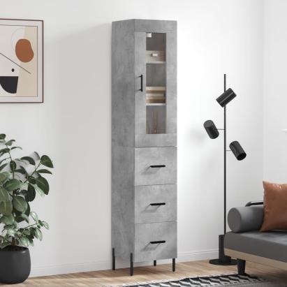 Dulap înalt, gri beton, 34,5x34x180 cm, lemn prelucrat GartenMobel Dekor