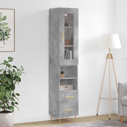 Dulap înalt, gri beton, 34,5x34x180 cm, lemn prelucrat GartenMobel Dekor