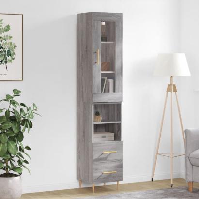 Dulap înalt, gri sonoma, 34,5x34x180 cm, lemn prelucrat GartenMobel Dekor
