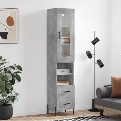 Dulap înalt, gri beton, 34,5x34x180 cm, lemn prelucrat GartenMobel Dekor