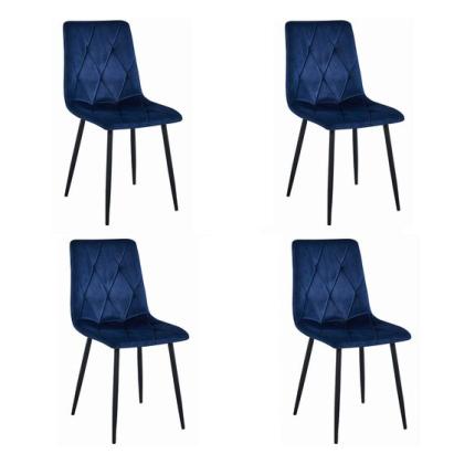 Scaune bucatarie/living, set 4 buc, Artool, Libra, catifea, metal, bleumarin si negru, 44x40x88.5 cm GartenVIP DiyLine
