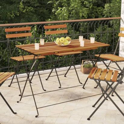 Masă bistro pliabilă, 100x54x71 cm, lemn masiv de acacia & oțel GartenMobel Dekor