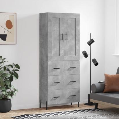 Dulap înalt, gri beton, 69,5x34x180, lemn compozit GartenMobel Dekor