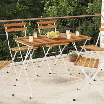 Masă bistro pliabilă 100x54x71 cm, lemn masiv de acacia & oțel GartenMobel Dekor