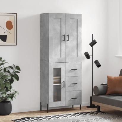 Dulap înalt, gri beton, 69,5x34x180, lemn compozit GartenMobel Dekor