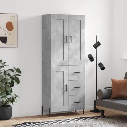 Dulap înalt, gri beton, 69,5x34x180, lemn compozit GartenMobel Dekor
