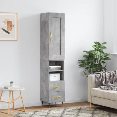 Dulap înalt, gri beton, 34,5x34x180 cm, lemn prelucrat GartenMobel Dekor