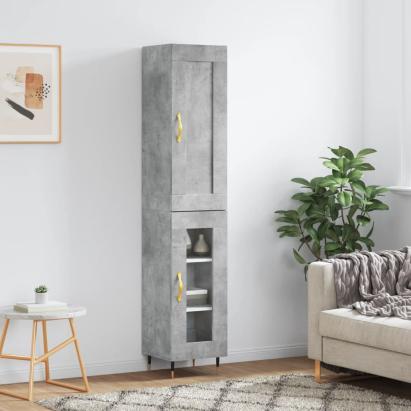 Dulap înalt, gri beton, 34,5x34x180 cm, lemn prelucrat GartenMobel Dekor