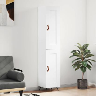 Dulap înalt, alb extralucios, 34,5x34x180 cm, lemn prelucrat GartenMobel Dekor