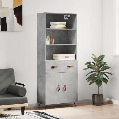 Dulap înalt, gri beton, 69,5x34x180, lemn compozit GartenMobel Dekor