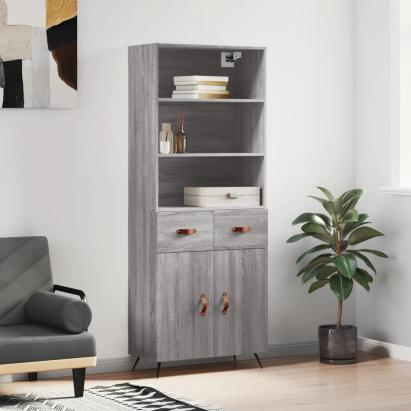 Dulap înalt, gri sonoma, 69,5x34x180 cm, lemn compozit GartenMobel Dekor
