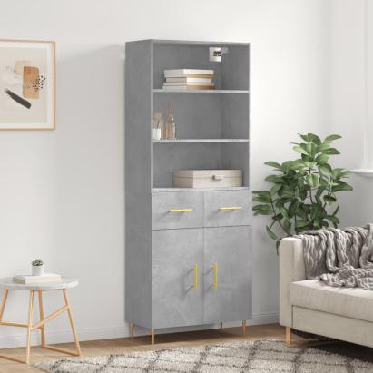 Dulap înalt, gri beton, 69,5x34x180, lemn compozit GartenMobel Dekor
