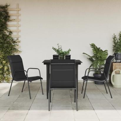 Set mobilier de grădină, 5 piese, negru, oțel și textilenă GartenMobel Dekor