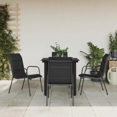 Set mobilier de grădină, 5 piese, negru, oțel și textilenă GartenMobel Dekor