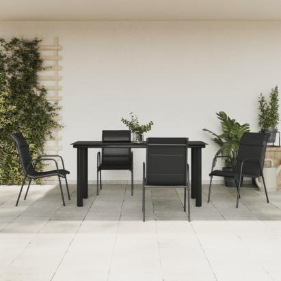Set mobilier de grădină, 5 piese, negru, oțel și textilenă GartenMobel Dekor